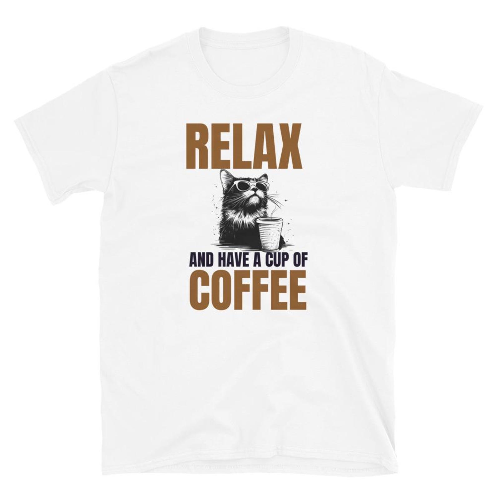 Cool Cat Coffee Lover T-Shirt – Funny Unisex Tee S