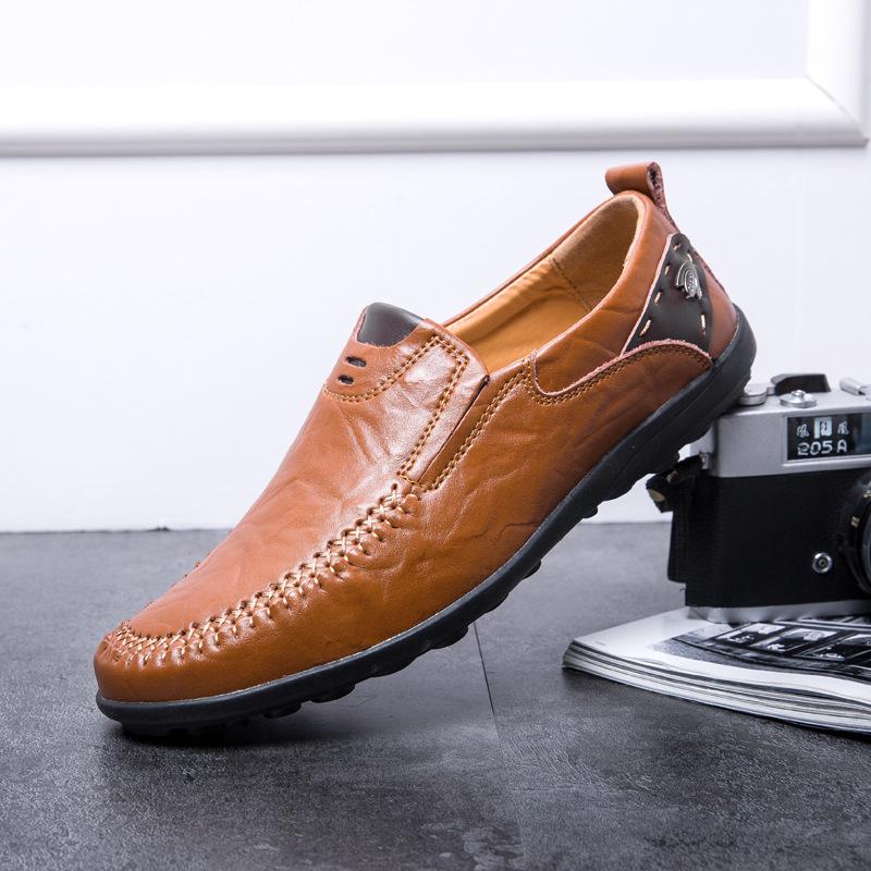 Men's Soft Sole Leather Slip-On British Style Driving Shoes, Big Size, Trendy & Versatile.