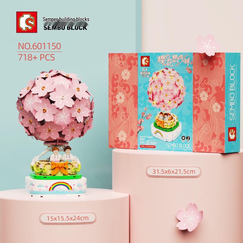 ShengBao 601150 Cherry Blossom Hot Air Balloon Light & Music Educational Building Blocks Toy