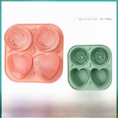 Grand Moule à Glaçons Sphériques en Silicone en Forme de Cœur et de Rose pour Whisky