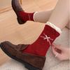New Year'S Big Red Socks New Year Cloth Label Boneless Socks Embroidered Letter Bow Socks