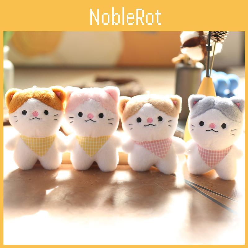 Cute Fluffy Cat Plush Toy Key Holder Adorable Cat Keychain Bag Accessory