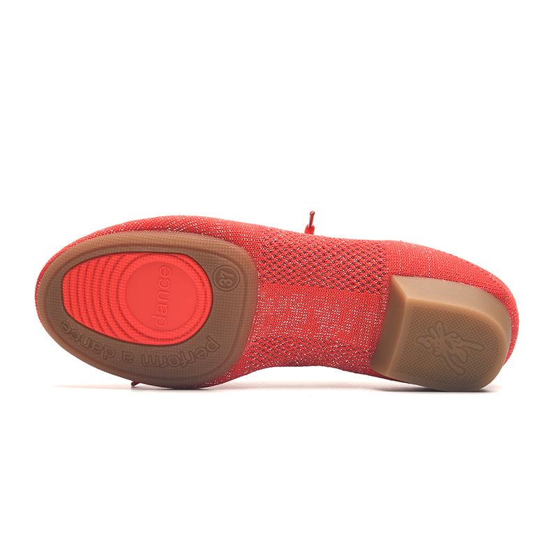 Fly-knit Schnür-Ballerinas mit Absatz für Damen-Latein-, Yoga- oder Jazztanz.