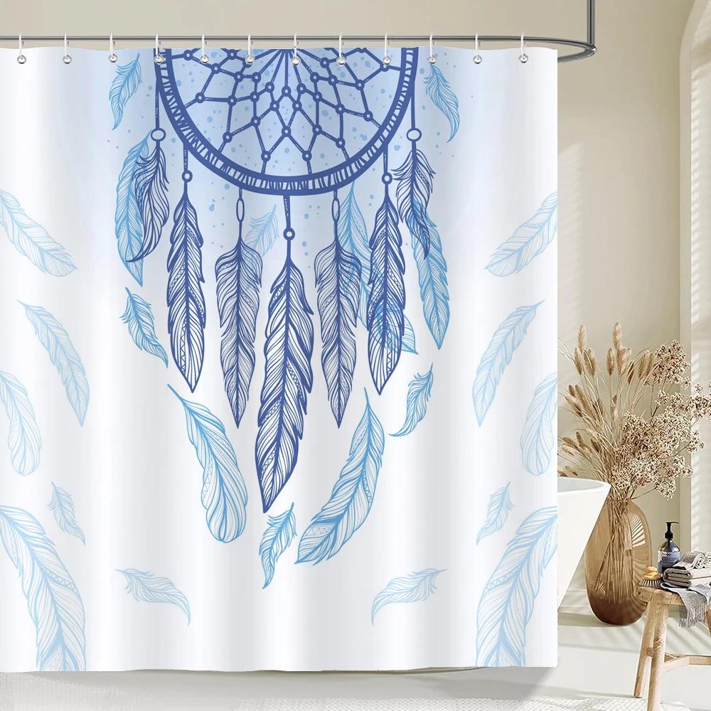 Colorful Feather Bathroom Shower Curtain Bohemia Waterproof Polyester Bath Curtains High Quality 3D Printed Bathroom Screen
