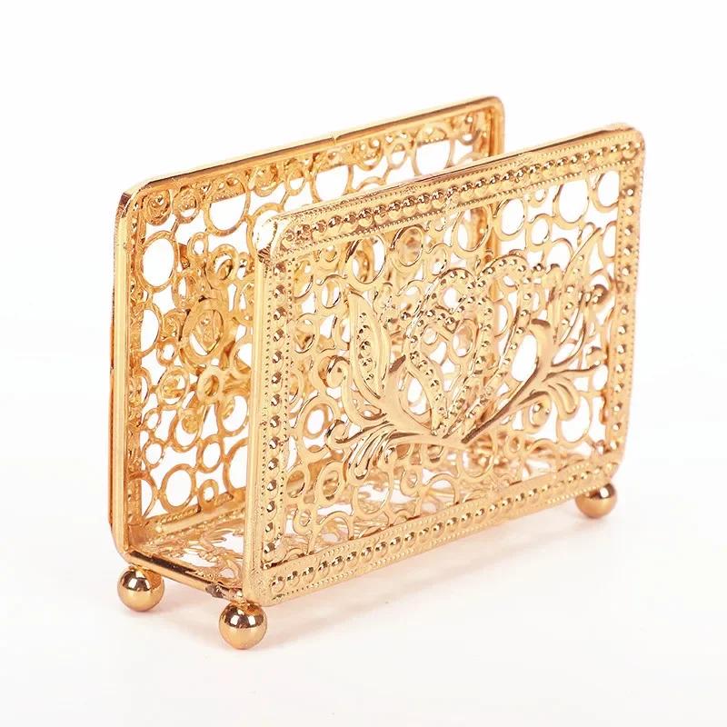 

Ретро металлический держатель для салфеток вертикальный настольный держатель для салфеток квадратный полый дизайн ресторанная стойка для хранения бумаги для обедов офисов золотой