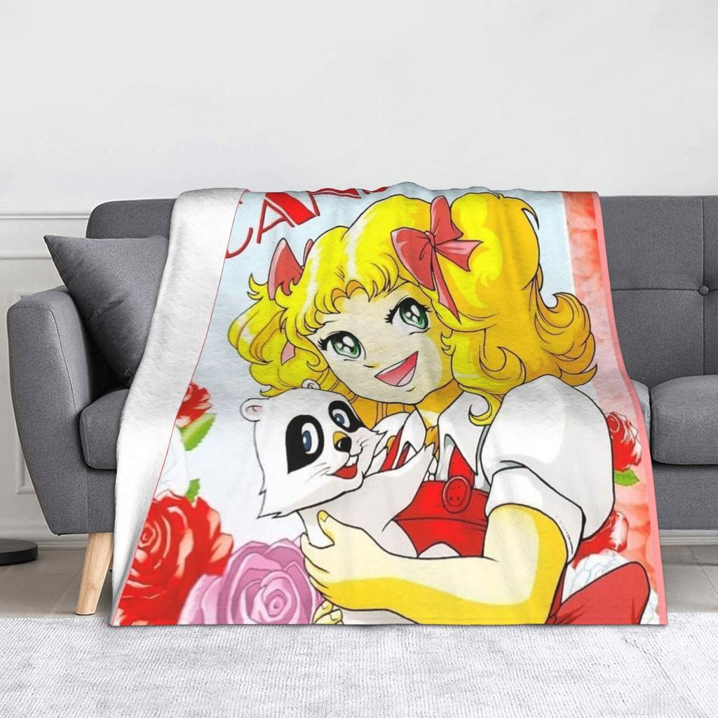 Anime Candy Candy Blankets Fleece All Season Kawaii Cute Girl Flowery Multi-function Thin Throw Blanket for Bed Office Quilt
