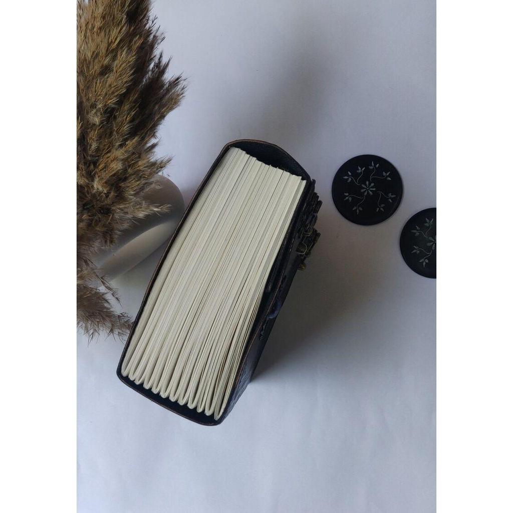 Leather Journal: Triple Moon Stone Embossed Book of Shadows