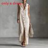 Long Sleeveless Spliced Dress With Polo Collar For Casual Travel And Streetwear