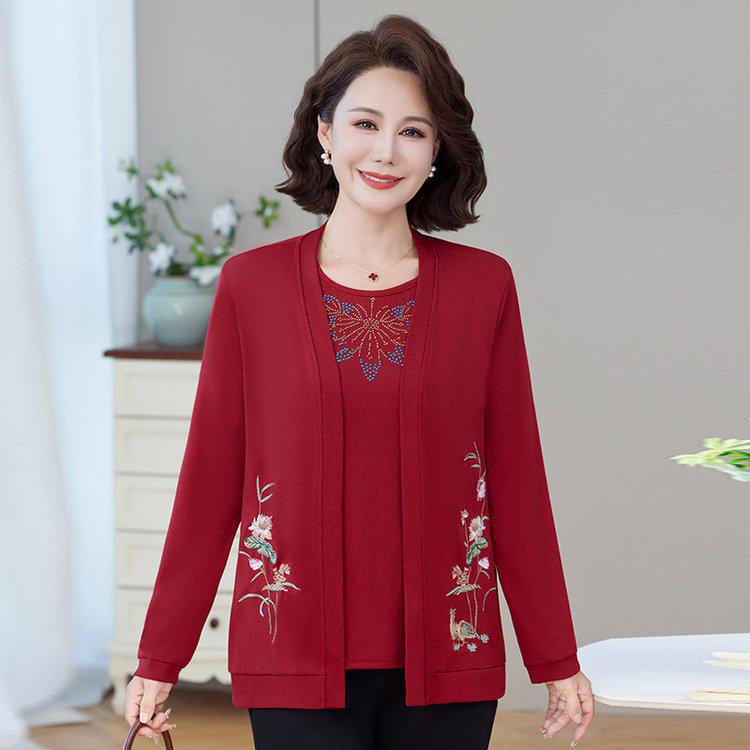 Spring/Autumn Casual Women s Knit Cardigan Two-Piece Set - Everyday Style 3XL красный