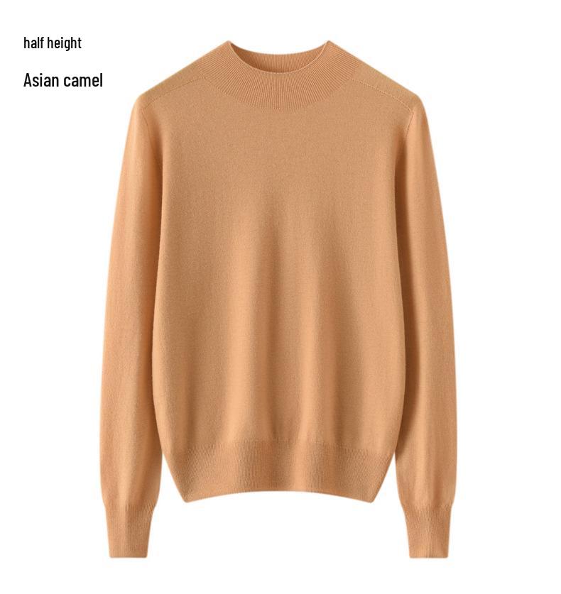Women's 100% Pure Wool Seamless Knit Sweater, Machine Washable, Round Neck Spring Top