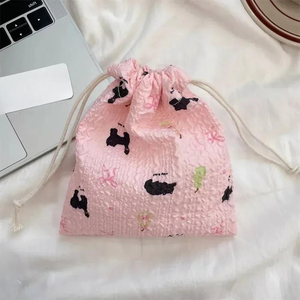 1PCS Women Girls Jewelry Lipstick Cosmetic Tote Rope Pouch String Bags Small Coin Purse Key Earphone Drawstring Storage Bag