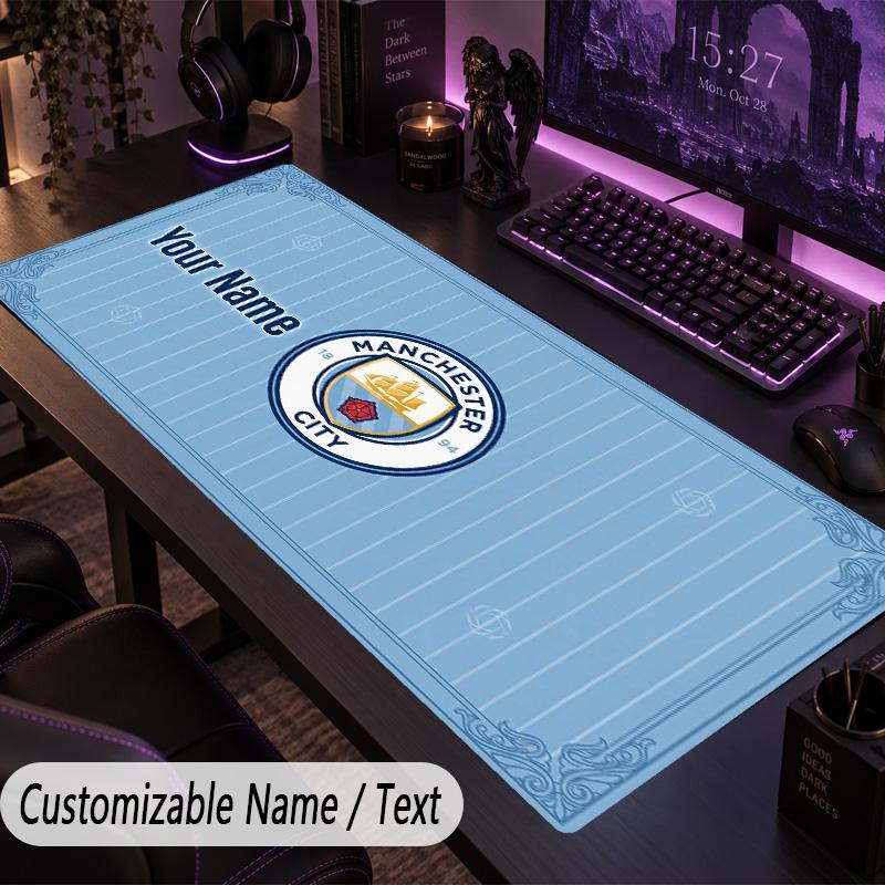 Custom Text Big Mousepad, Extended Desk Pad For Laptop Work GameManchester City