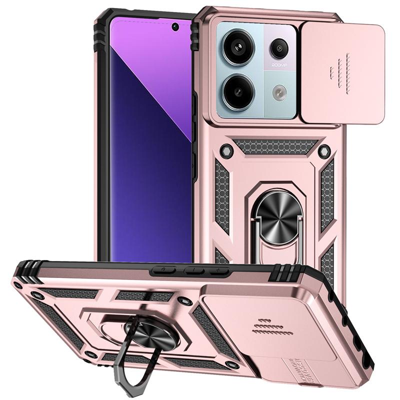 For Xiaomi Poco X6 5G Case Slide Camera Lens Protect Phone Case For PocoX6 Poko Little X6 X 6 6X Magnetic Ring Holder Back Cover
