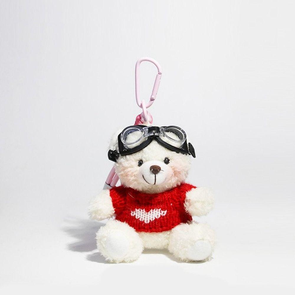 Creative Key Chain Pilot Bear Keychain Stuffed Animal Bag Pendant Plush Key Ring Cartoon Decoration Gift Jewelry