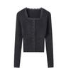 Korean sweet wind lace splicing long-sleeved knitted cardigan women's autumn and winter new slim-fitting versatile