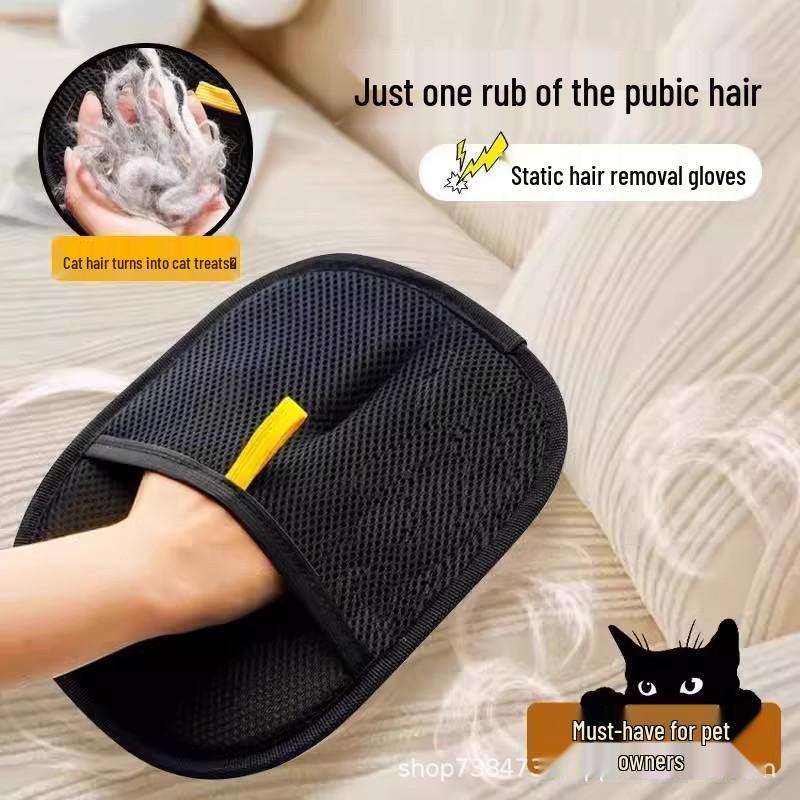 Pet Hair Removal Glove Brush for Cats & Dogs - Static Bristle & Sticky Tool