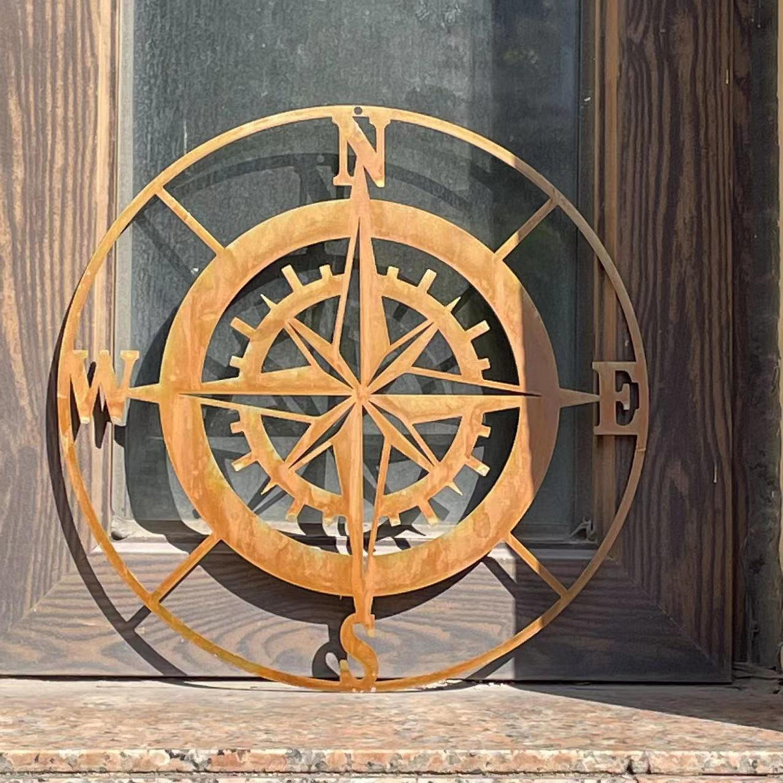 

Round Metal Nautical Wall Decoration 11inch Beach Theme Distressed Sculpture Sign for Home