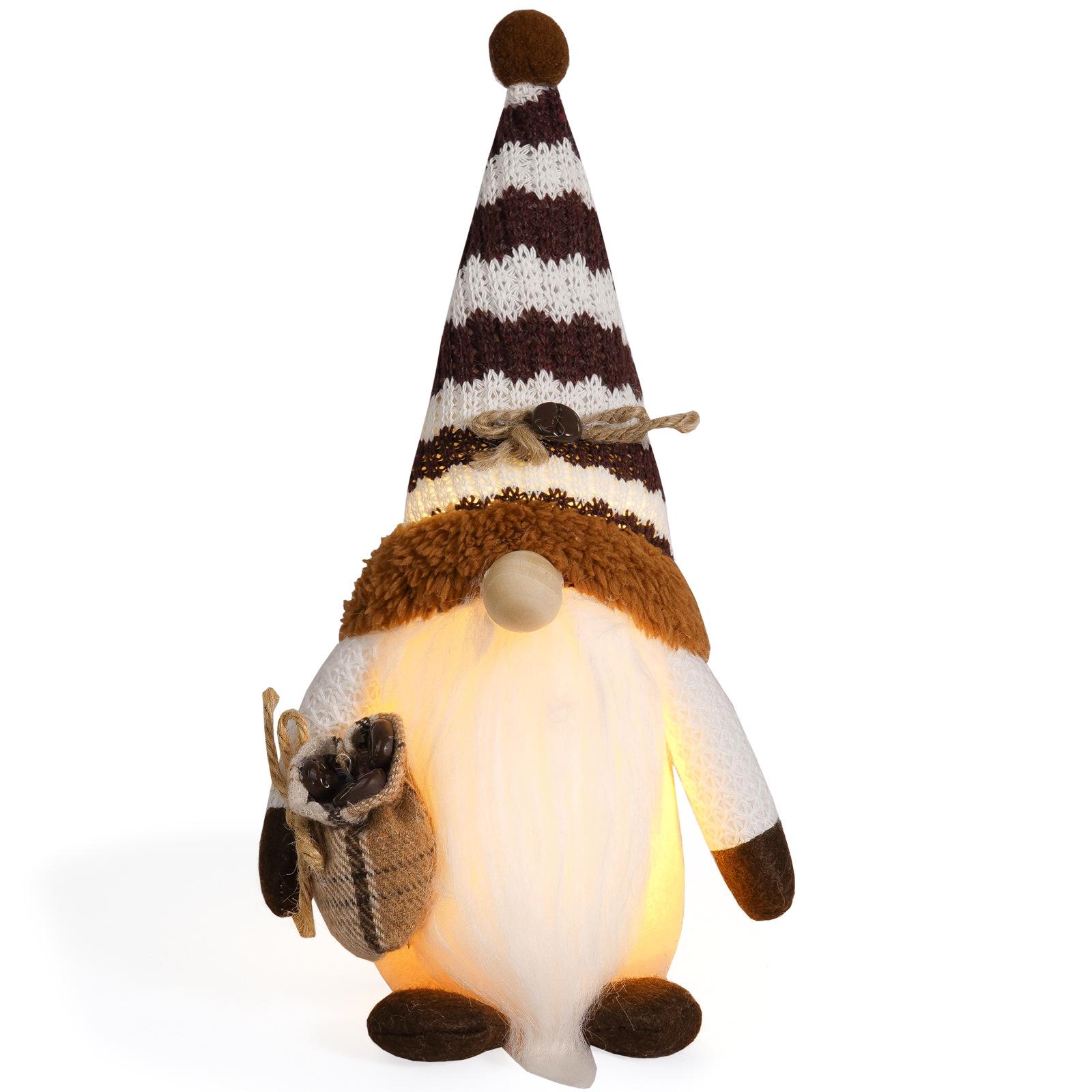 Glowing Faceless Doll Coffee Bag with Knitted Gnome Rudolph Ornament Decoration