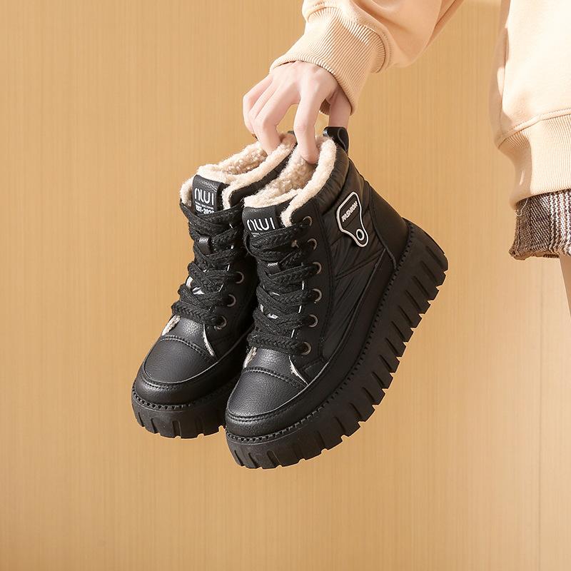 Cotton boots women's winter new high-top warm women's boots thick-soled 2025ins trendy versatile velvet women's shoes WS822