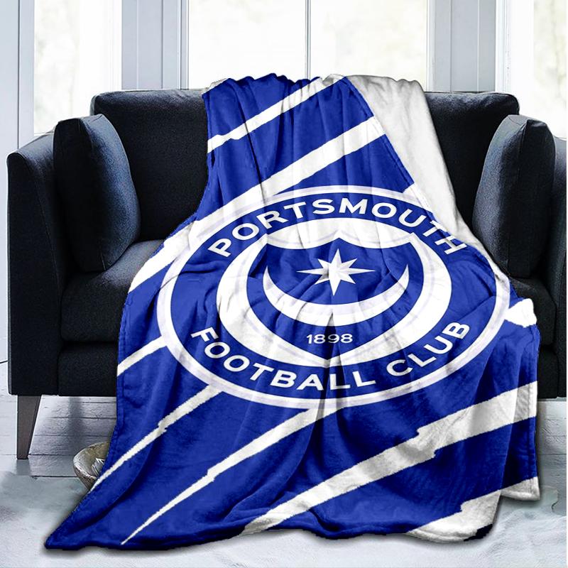 1pz Coperta Morbida in Flanella Stampata Portsmouth F.C. per Camera da Letto Adulto Soggiorno Divano Campeggio Viaggio Regali per Fan Regali di Natale