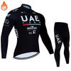 Team UAE Winter Long Sleeve Thermal Fleece Cycling Jersey Set Bib Pants Ropa Ciclismo Bicycle Clothing MTB Bike Jersey Uniform