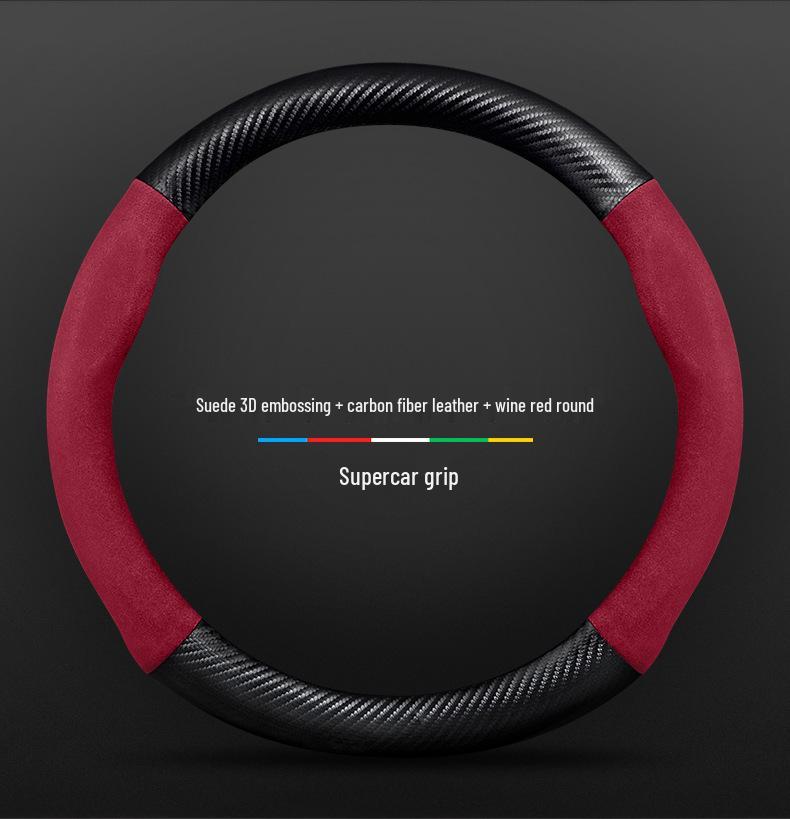 Cubierta de Volante Toyota RAV4 2022, Cuero Genuino Fibra de Carbono Gamuza, Ultradelgada