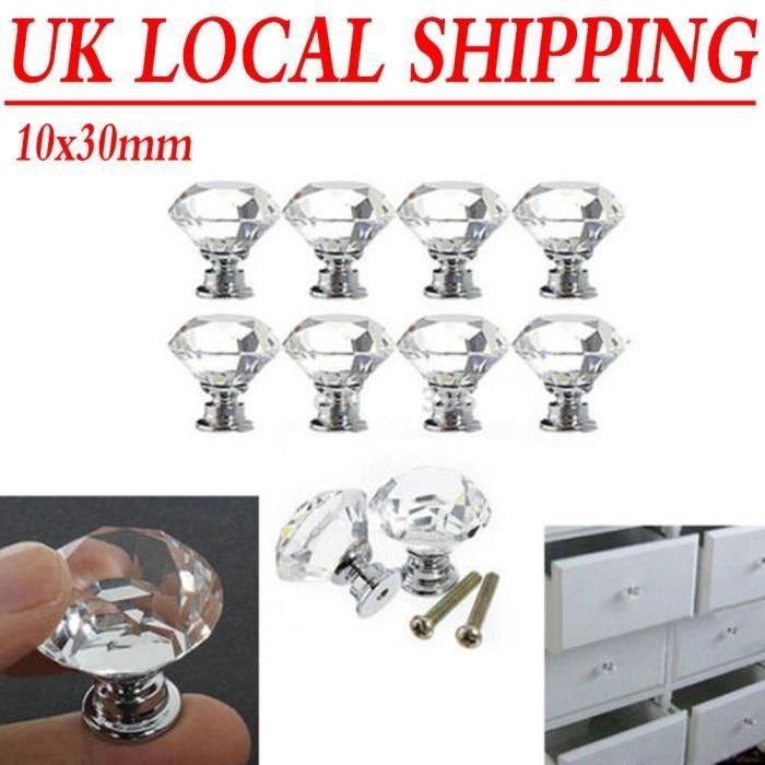 10pcs Bouton De Meuble Poignées De Tiroir Armoire Poignées En Verre