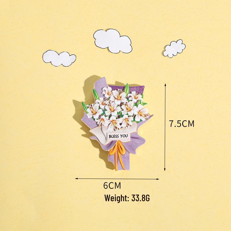Creative 3D Bouquet Resin Fridge Magnet - Cartoon Ferrite Christmas Decoration