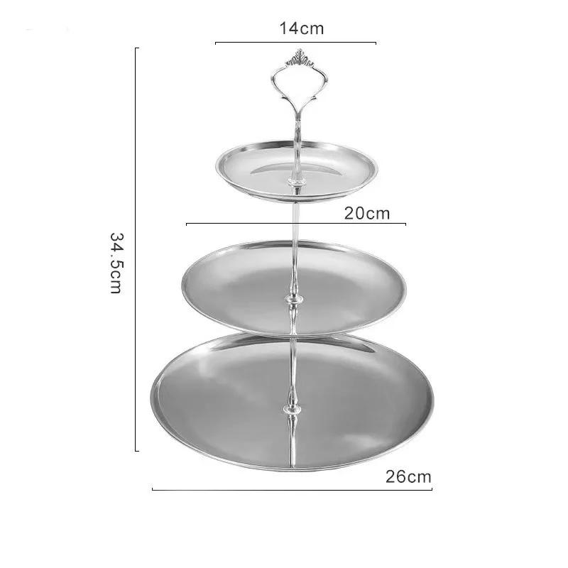 2/3 Layer Stainless Steel Cake Stand Fruit Cake Tray Restaurant Detachable Snack Candy Plate Wedding Party Dessert Display Stand