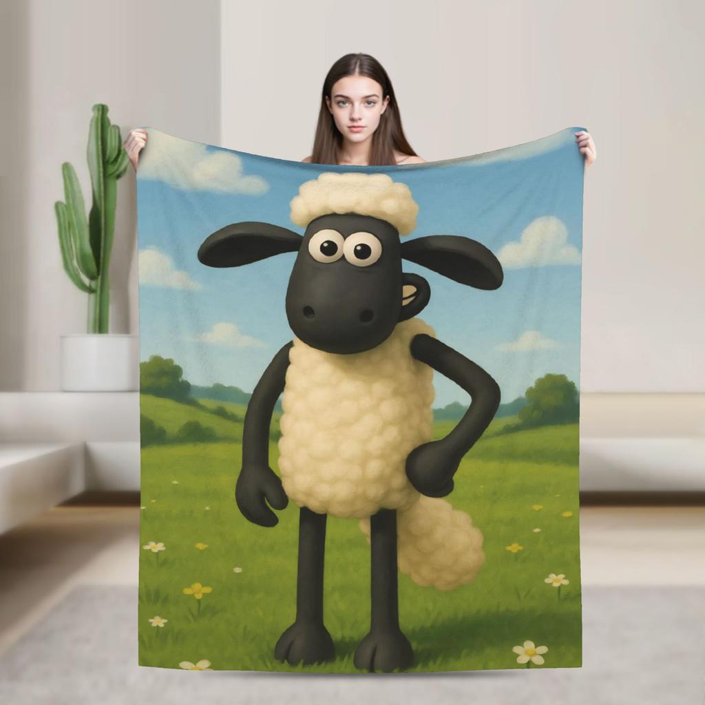 Coperte Calde Morbide di Pecora Shaun Coperta Plaid Peluche da Campeggio Copriletto in Flanella Novità per Soggiorno Copri Divano Letto