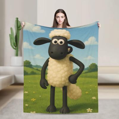 Shaun the Sheep Flannel Blankets  Super Soft Throw Blanket for Bedroom Travel Office Graphic Bedspread Sofa Bed Cover