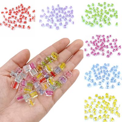 Kreative 20 Stück 8 mm Handarbeitsschmuck Transparente Zubehör Quadratische Würfelperlen Armband Ohrring Diy Handwerk Acrylperlen zum Herstellen von Perlen