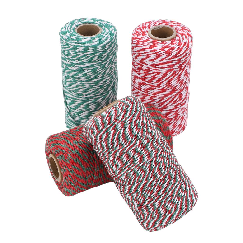 4 Rolls Cotton Colored Bakers Twines 2mm String Ropes for Projects Crafts Gift Wrapping Holiday Decorations