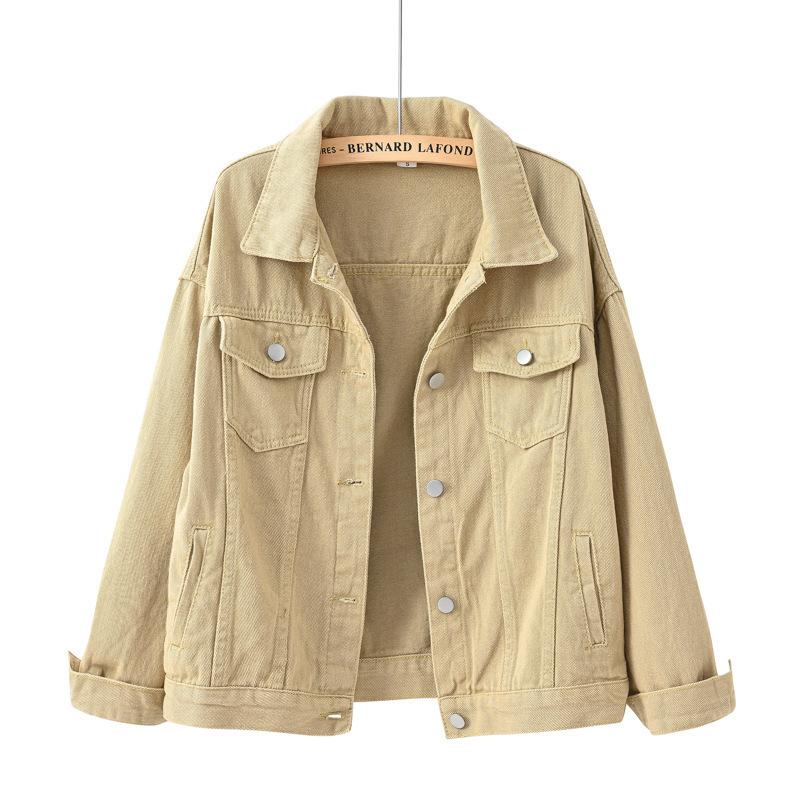 Damen Denim Jacke Übergröße Kurz Koreanischer Stil Locker Langarm Jacken Lässige Übergroße Tops