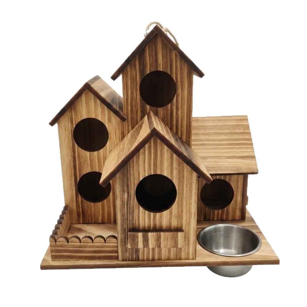 Weather Resistant Bird Villa Nest Rustic Style Bird Breeding Box Courtyard коричневый