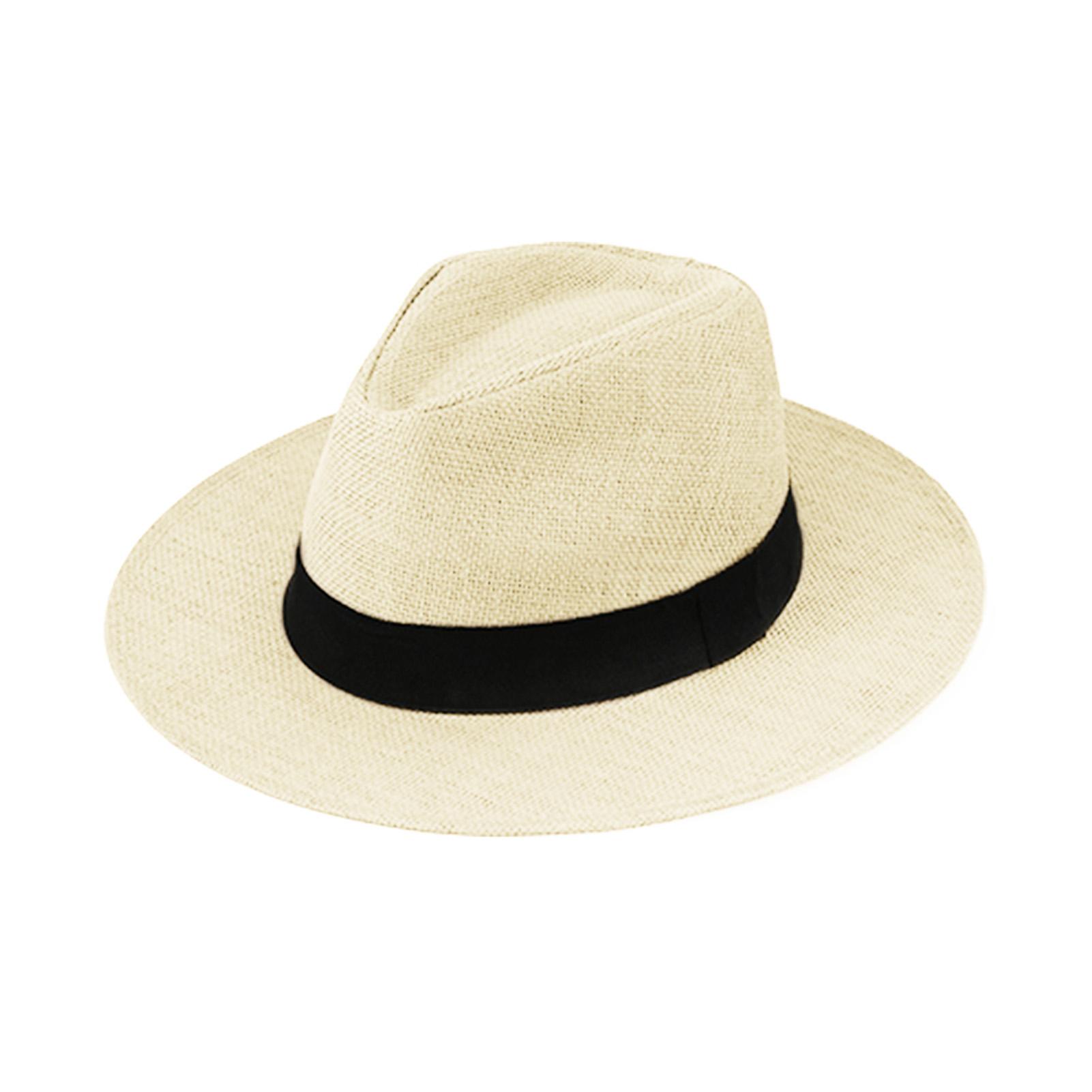 Raffia Straw Sun Hat Travel Uv Protections Wide Brim Beach Summer Vacation Sunscreen Cap With Ribbon Outdoor Activities Unisex