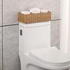 1pc Woven Three-Compartment Storage Basket, Handmade Paper Rope & Willow Storage Bin, Toilet Tank Top Tissue Box Holder