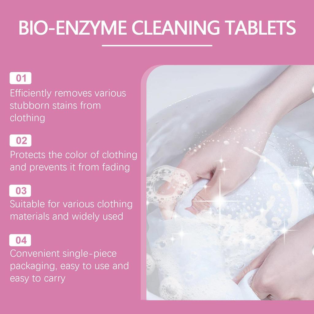 Jaysuing Bio-Enzyme Exploding Salt Cleaning Tablets 20pcs Laundry Tablets Clothing Cleaning, Stain Removal, Quick-Dissolving Cleaning Tablets
