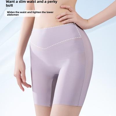 Women's Summer Thin Ice Silk High Waist Belly Shaping No Trace No Edge Antibacterial Crotch Flat Angle Underwear