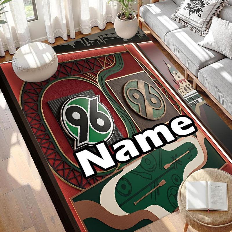 Custom Name Personalized Hannover 96 Football Print Carpet, Versatile Home Decor Rug, for Playroom, Apartment, Balcony, Entryway, Hallway Gift