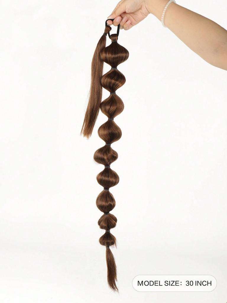 Synthetic Hair Extensions Bubble Braid Ponytail Afro Bubble Long Ponytail 30 Inch Wrap Around Lantern Pony Tail For Women Daily Used