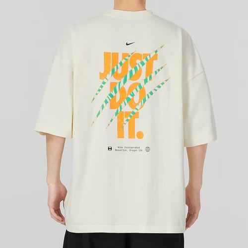 Nike Letter Logo Dopamine Short Sleeve T-Shirt for Men in Beige