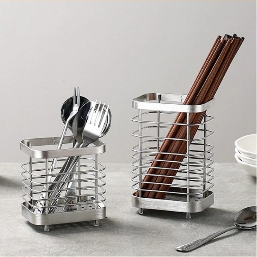Rectangular Utensil Drying Rack Stainless Steel Chopstick Storage Organizer  Kitchen