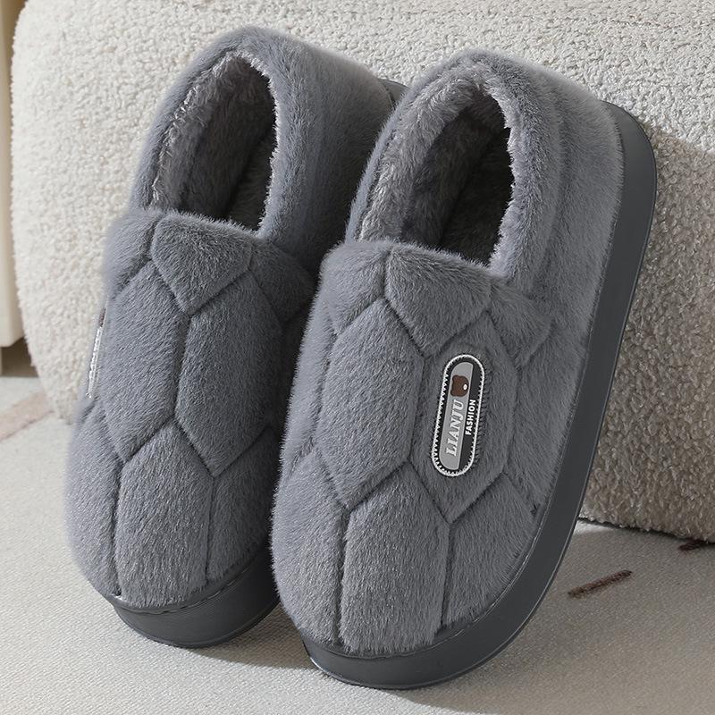 Men's Large Fur-Lined Cotton Slippers, Winter Warm, Sizes 45-48