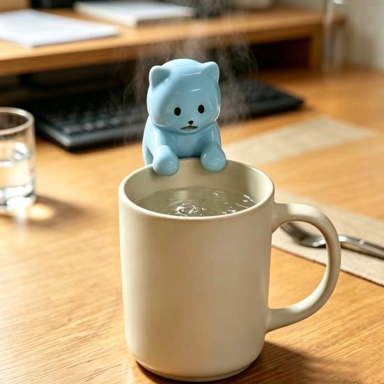 Cup Edge Clip-on Mini Fan Cartoon Animal Cooling Fan Rechargeable Cat Bear Shaped Hot Drinks Coffee Tea Meals Dishware Food Cooler Fan