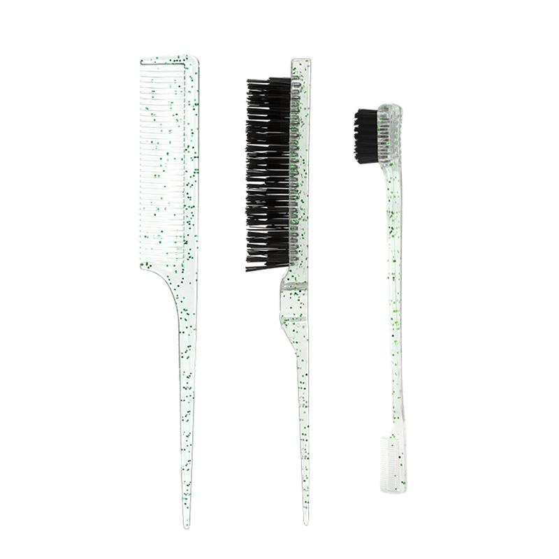 

3pcs Transparent Comb Set With Double-sided Edge Control Brush Tear Brush And Pointed Tail Comb Special For Real Hair Wigs