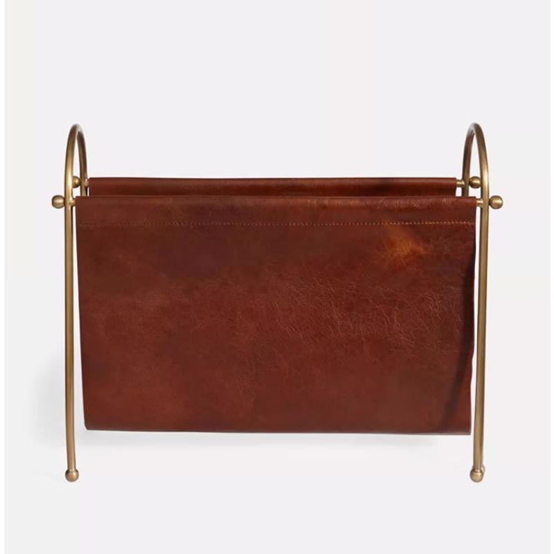 Retro Light Luxury Figurines Leather Magazine Storage Rack Living Room Storage Ornament Entrance Hall Decorative Ornaments