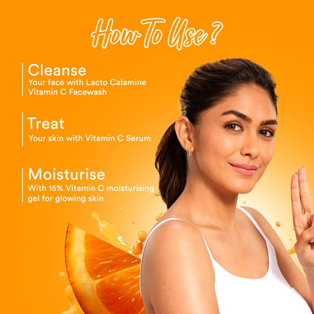 Lacto Calamine 15% Vitamin C Moisturizer for Face 50g Pack of 1 Brightening Non-Sticky Quick Absorbing Gel
