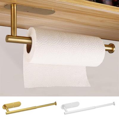 Paper Towel Holder Stainless Steel Wall-mounted Punch-free Great Load Bearing Wrap Film Organizer Bathroom Paper Roll Storage