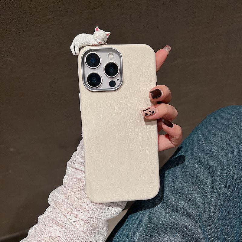 

Cute 3D Cat Lichee Pattern Silicone Phone Case For iPhone 15 16 11 12 13 14 Pro Max X XS XR 7 8 16 Plus Metal Photo Frame Cover For iPhone 15 Pro